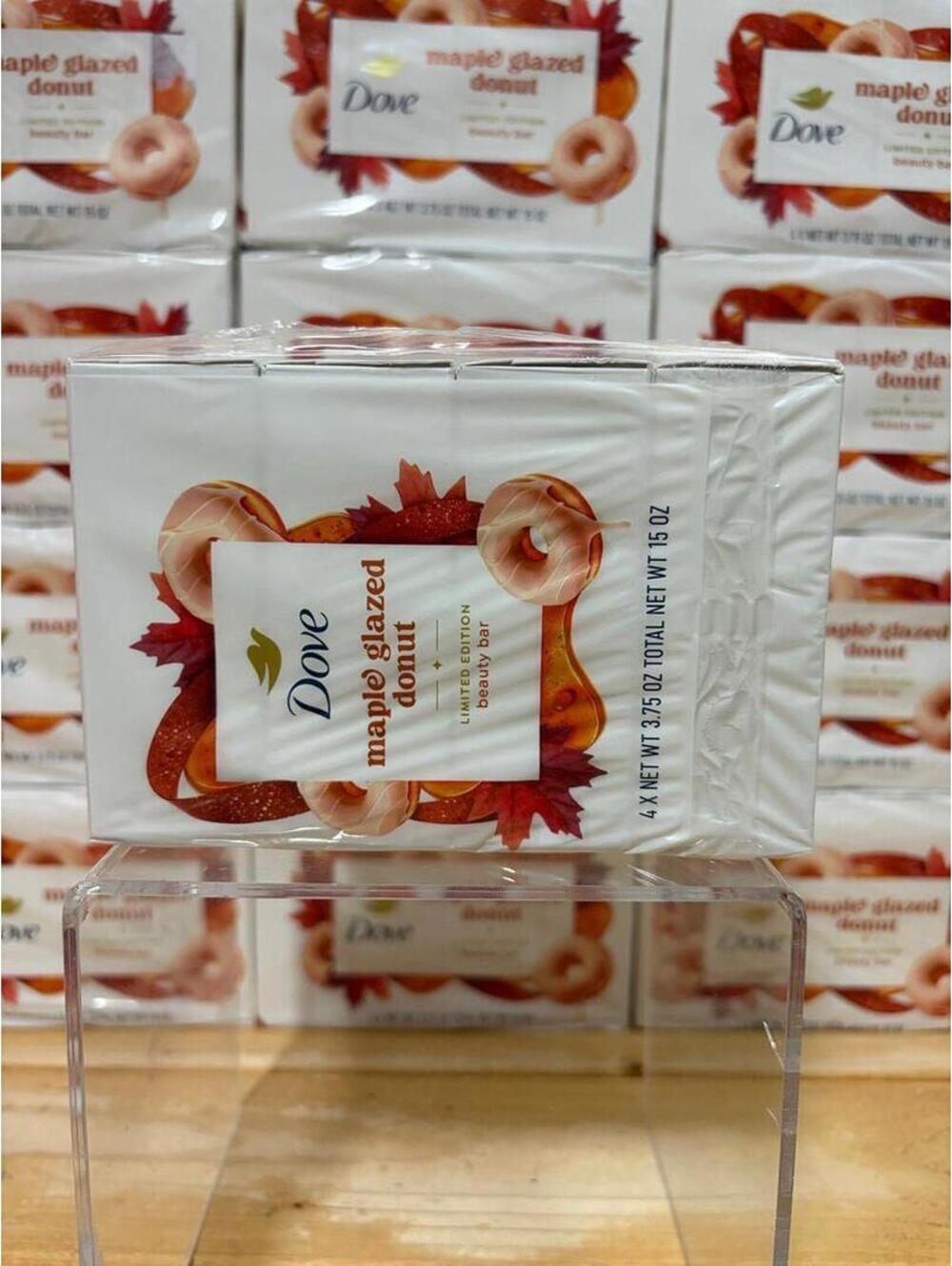 Dove Limited Edition Holiday Treat Bar Soaps Maple Glazed Donut 4-Pack 15oz NEW - Picture 3 of 6